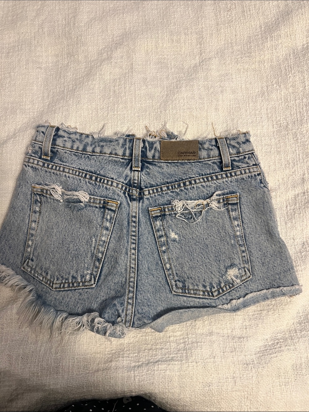 Carmar Faded Light Blue Distressed High-Rise Denim Shorts